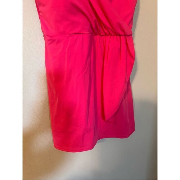 Lands End Size S Tulip Wrap Swim Dress Hot Pink One Piece Modest Swimsuit Preppy - Picture 6 of 11